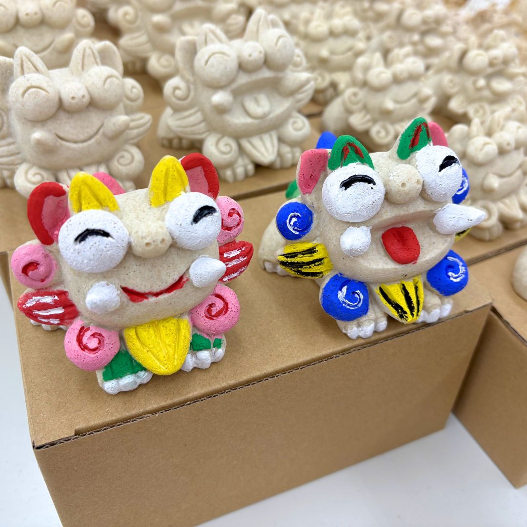 漆喰シーサー色差し